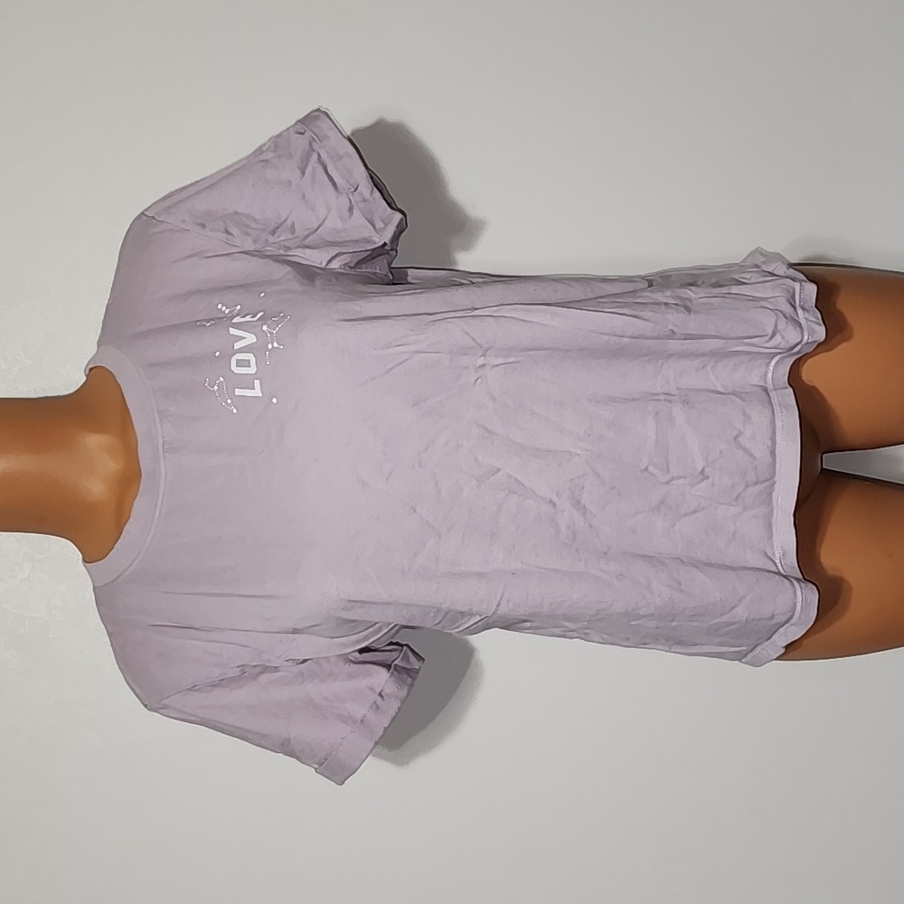 Messy Bun Just Chillin' Cropped Graphic Tee Purple Size Large